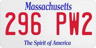 MA license plate 296PW2