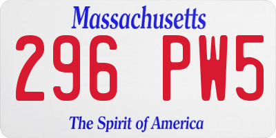 MA license plate 296PW5