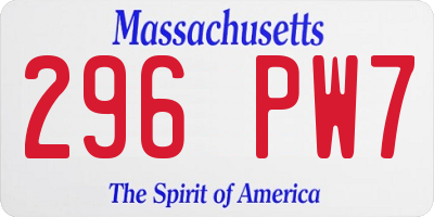MA license plate 296PW7