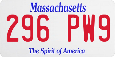 MA license plate 296PW9