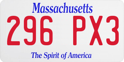 MA license plate 296PX3