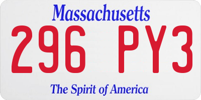 MA license plate 296PY3