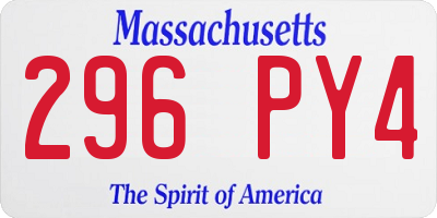 MA license plate 296PY4