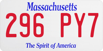 MA license plate 296PY7