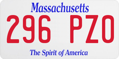 MA license plate 296PZ0