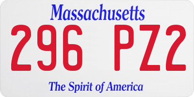 MA license plate 296PZ2