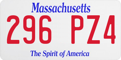 MA license plate 296PZ4