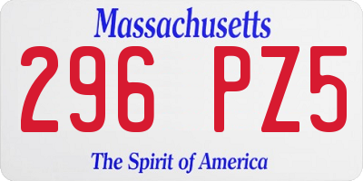 MA license plate 296PZ5
