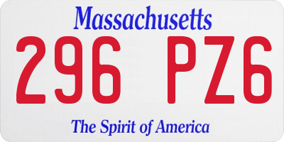 MA license plate 296PZ6