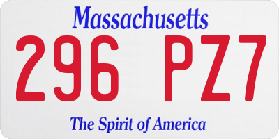 MA license plate 296PZ7