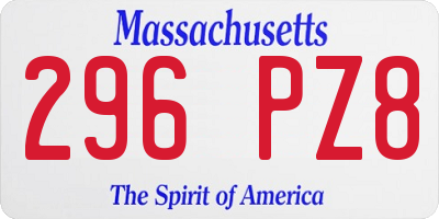 MA license plate 296PZ8