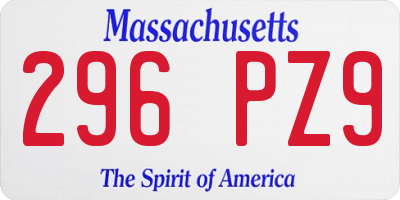 MA license plate 296PZ9