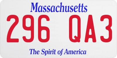 MA license plate 296QA3