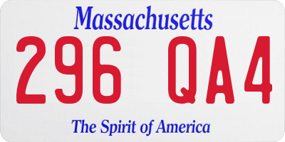 MA license plate 296QA4