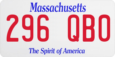 MA license plate 296QB0