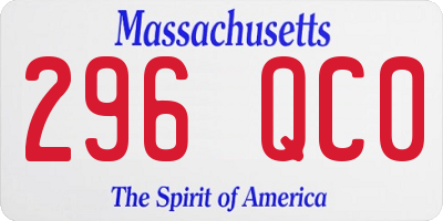 MA license plate 296QC0
