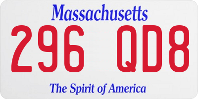 MA license plate 296QD8