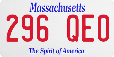 MA license plate 296QE0