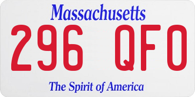 MA license plate 296QF0