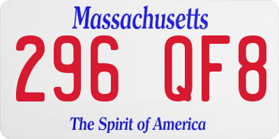 MA license plate 296QF8