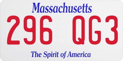 MA license plate 296QG3
