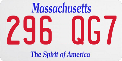 MA license plate 296QG7