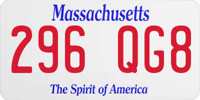 MA license plate 296QG8