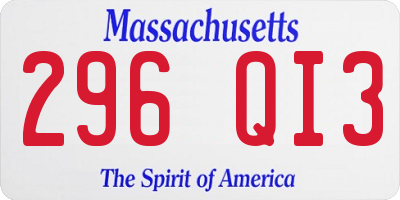 MA license plate 296QI3