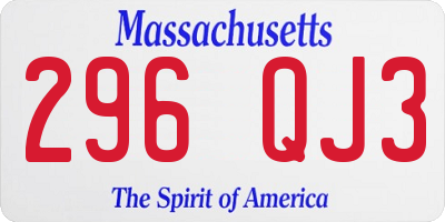 MA license plate 296QJ3