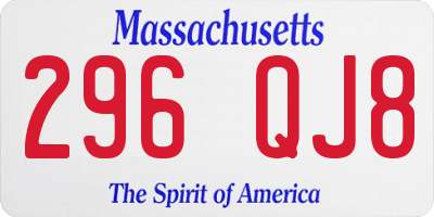 MA license plate 296QJ8