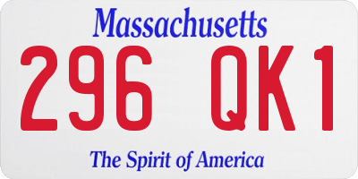 MA license plate 296QK1