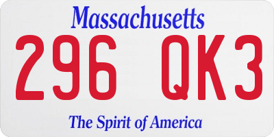 MA license plate 296QK3