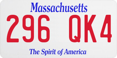 MA license plate 296QK4