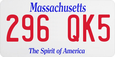MA license plate 296QK5
