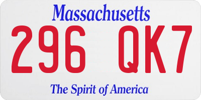 MA license plate 296QK7