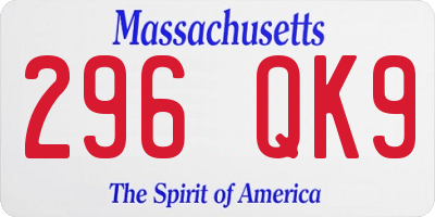 MA license plate 296QK9