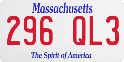 MA license plate 296QL3