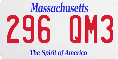 MA license plate 296QM3
