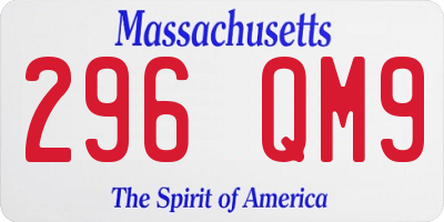 MA license plate 296QM9
