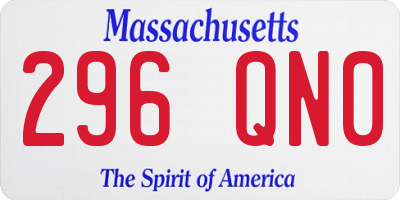 MA license plate 296QN0