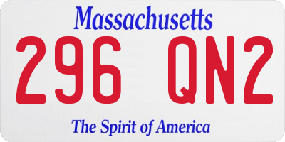 MA license plate 296QN2