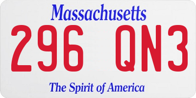 MA license plate 296QN3