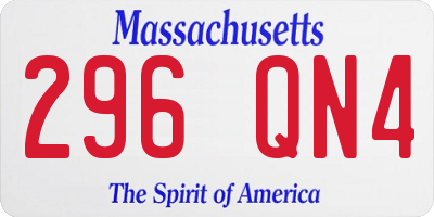 MA license plate 296QN4