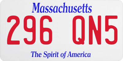 MA license plate 296QN5