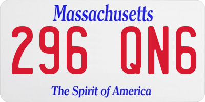 MA license plate 296QN6