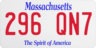 MA license plate 296QN7