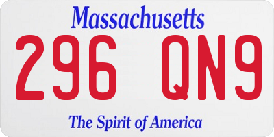 MA license plate 296QN9