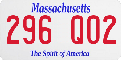 MA license plate 296QO2
