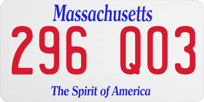 MA license plate 296QO3