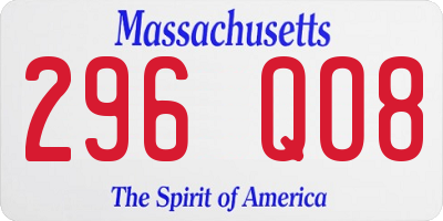 MA license plate 296QO8